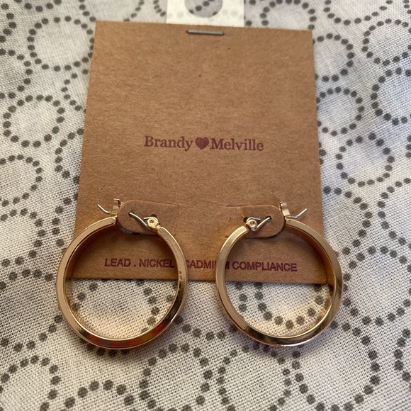 Brandy Melville Thick Gold Hoops - Picture 2 of 2